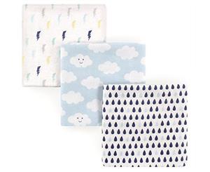 Clouds 100% Cotton Flannel Baby Boy Receiving Blankets x 3 By Luvable Friends