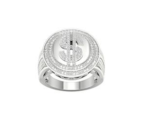 De Couer 9KT White Gold Diamond Halo Men's Ring (1/20CT TDW H-I Color I2 Clarity)