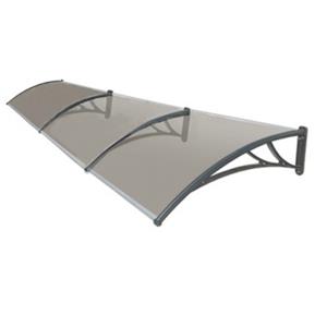 Door Window Triple Module Awning Solid Polycarbonate Dark Canopy with Grey Plastic Frame