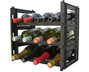 EziRak 12 Bottle/ 3 Module Wine Rack- Black- The Wine Rack Guru