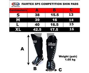 FAIRTEX Competition Shin Guards Muay Thai MMA Instep Protector - Black