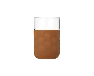 Honeycomb Anti-skid Glass with Silicone Sleeve 250ml in Brown