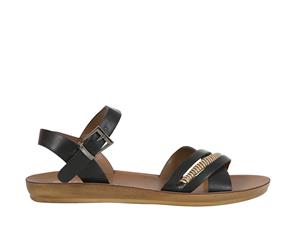 Jenna Vybe Womens Buckle Strapped Sandal Spendless Shoes - Black