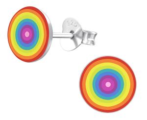 Kids Sterling Silver Rainbow Colorful Stud Earrings