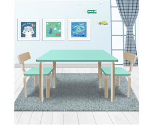 New Modern Stylish Kids Table Chairs Rectangle Wooden Play Set Light Cyan Colour