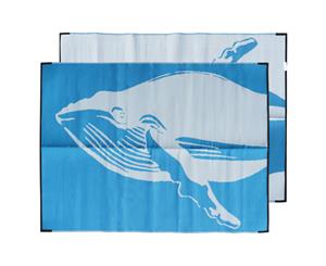Plastic Mat | Outdoor Rug | Whale Design Blue & White | 1.8m x 2.7m Rectangle