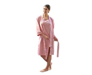Polka Dot Coral Kimono Bath Robe