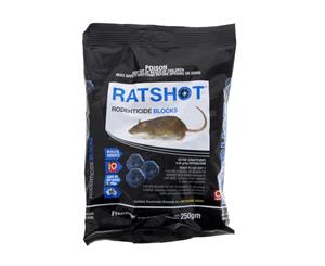 Rat Shot Bait Blue Ratshot Block Damp or Dry Use Kill Difenacoum Freezone 250g