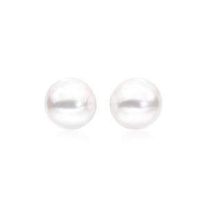 Silver 7x7.5mm Grade A Cultured Freshwater Pearl Stud Earrings