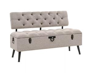 Storage Bench with Backrest 121x53x78cm Fabric Chest Foot Stool Box