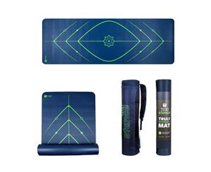 TEGO Stance Reversible Mat with GuildAlign - 5mm Thick Comes with Mat Holder Bag - Blue Spring Green