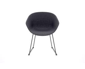 Teddy Fabric Tub Chair - Sled Base Black Leg - grey upholstered