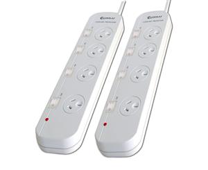 2PK Sansai 4 Individual Switch Socket/Outlet Powerboard w/ Overload Protection