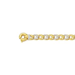9ct Gold 19cm Solid CZ Interlock Bolt Ring Bracelet