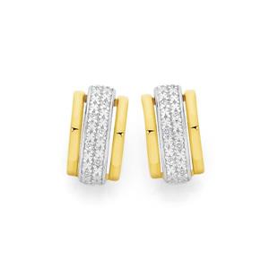 9ct Gold Diamond Half Round Stud Earrings