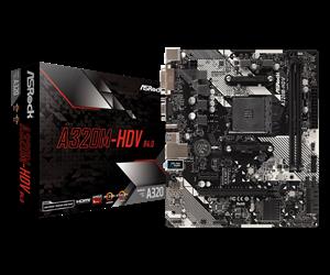 ASRock A320M-HDV R4.0 AMD A320/2xDDR4/1xPCIEx16/HDMI/DVI/D-SUB/M.2/MicroATX Motherboard