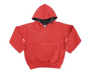 Awdis Kids Varsity Hooded Sweatshirt / Hoodie / Schoolwear (Fire Red/Jet Black) - RW172
