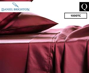 Daniel Brighton 1000TC Luxury Cotton Rich Queen Bed Sheet Set - Burgundy
