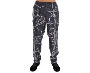 Dolce & Gabbana Gray Monkey Print Silk Pajama Pants