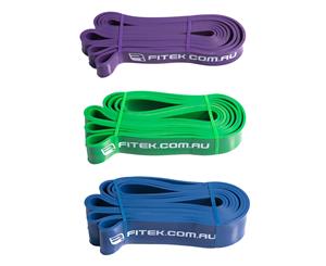 FITEK 2M Powerband Resistance Package - Pack of 3 Bands Purple Green & Blue