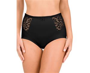 Felina 280217-004 Melody Black Floral Embroidered Highwaist Panty Brief