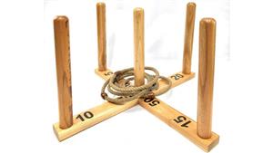 Jenjo Mega Wooden Rope Ring Toss Quoits Outdoor Game Set