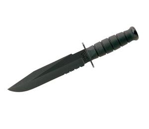 KA-BAR 1271 Knife 8" Combo Blade Knife Kraton G Handle Leather Sheath