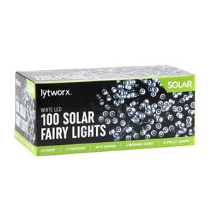 Lytworx 100 White LED 2 Function Solar Fairy Lights