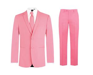 Mens Candy Pink 2 Piece Suit Regular Fit Notch Lapel Novelty Partywear by d/Spoke