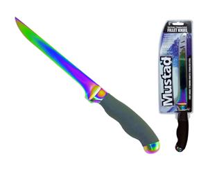 Mustad 6 Inch Rainbow Titanium Coated Fillet Knife - Chef Grade Filleting Knife