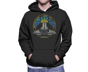 NASA STS 132 Atlantis Mission Badge Distressed Men's Hooded Sweatshirt - Black