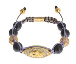 Nialaya Cz Matte Onyx Gold 925 Silver Bracelet