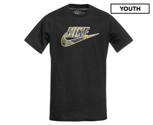 Nike Boys' Futura Icon Crew Neck Tee / T-Shirt / Tshirt - Black/Camo