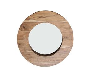 Oakley Round Wooden Mirror 100Cm Natural