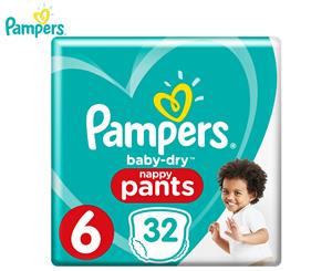 Pampers Baby-Dry Junior Size 6 15+kg Nappy Pants 32-Pack