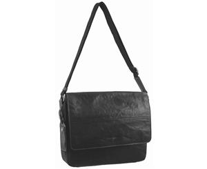 Pierre Cardin Rustic Leather Computer Bag/Satchel (PC2796) - Black