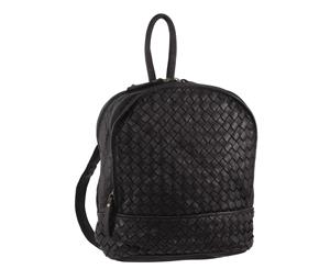 Pierre Cardin Wove Rustic Leather Backpack (PC3140) - Black