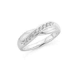Silver CZ Crossover Ring