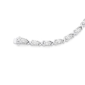 Silver Oval CZ Kiss Bracelet