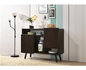 Solid Rubberwood Buffet Unit Sideboard in Natural and Black Scandinavian - Black