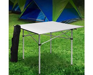 Weisshorn Folding Camping Table 4 Person Roll Up Portable Picnic Garden Aluminum Desks