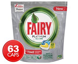 63pk Fairy Platinum All-In-One Dishwashing Capsules Lemon