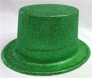 6x Glitter Top Hat Fancy Party Plastic Costume Tall Cap Fun Dress Up Bulk New - Green - Green