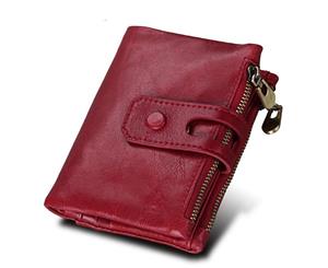 Acelure Vintage Genuine Leather Short Wallets - Red