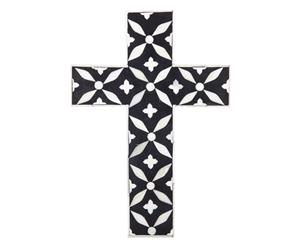 Amalfi Valaya Resin Stylish Cross Spiritual Wall Home Decor Black/Cream