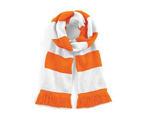 Beechfield Varsity Unisex Winter Scarf (Double Layer Knit) (Orange / White) - RW2031