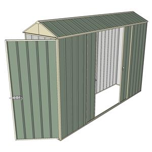 Build-a-Shed 0.8 x 3 x 2.3m Gable Single Hinged Door Shed with Double Sliding Side Door - Green
