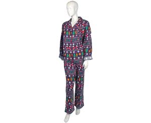 Christmas Womens/Ladies Long Sleeve Button Up Festive Print Pyjamas - Multi