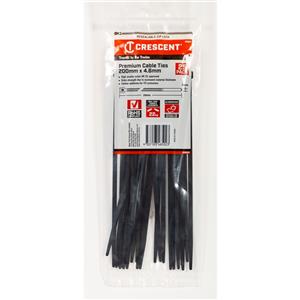 Crescent 200 x 4.6mm Black Cable Tie - 25 Pack