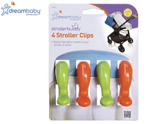 Dreambaby 4-Pack Strollerbuddy Pram Clips - Green/Orange